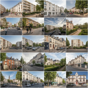 Vue intérieure d'un appartement haussmannien typique situé dans le 17ème arrondissement de Paris, avec moulures et parquet en bois.