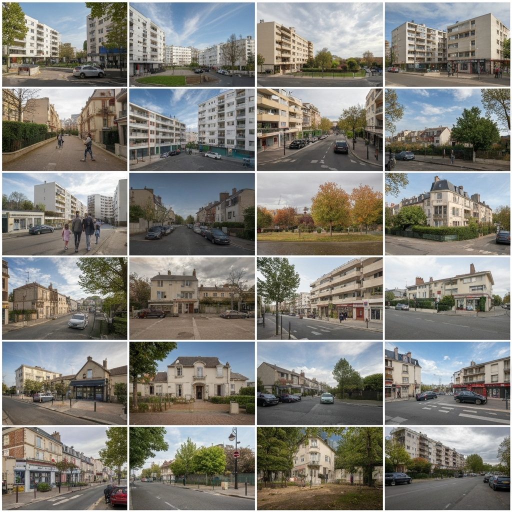 Vue panoramique du quartier du 17ème arrondissement de Paris avec des immeubles résidentiels
