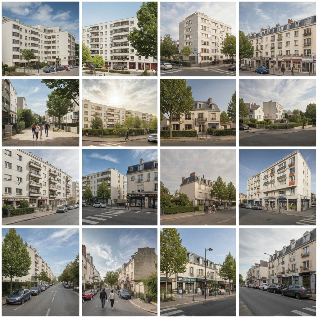 Vue aérienne du quartier Ternes à Paris 17ème avec indication du prix au mètre carré