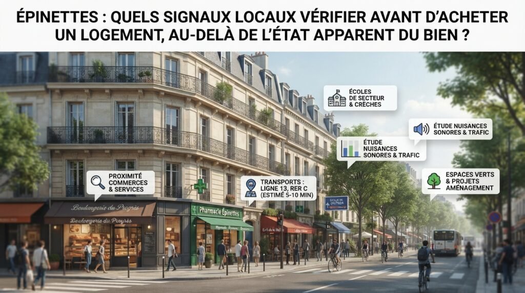 Scène de vie urbaine dans un quartier résidentiel dense avec immeuble, avenue et végétation modérée.